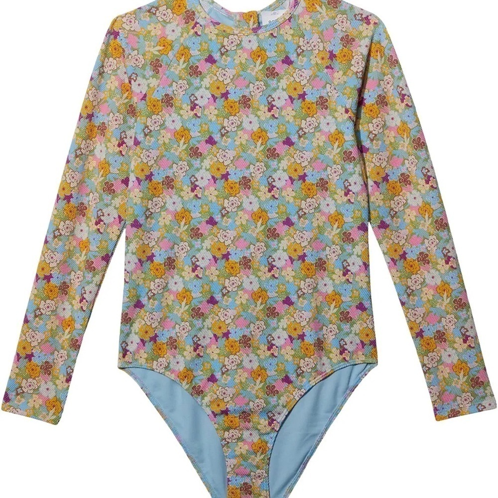Roxy Kids Nostalgic Seaside One-Piece Rashguard Floral Girls 10